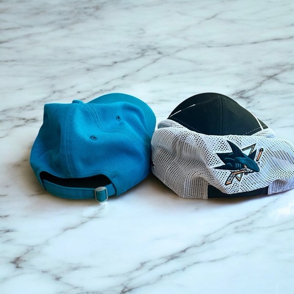 Pair of NHL San Jose Sharks hats- Black and Blue - Picture 2 of 4